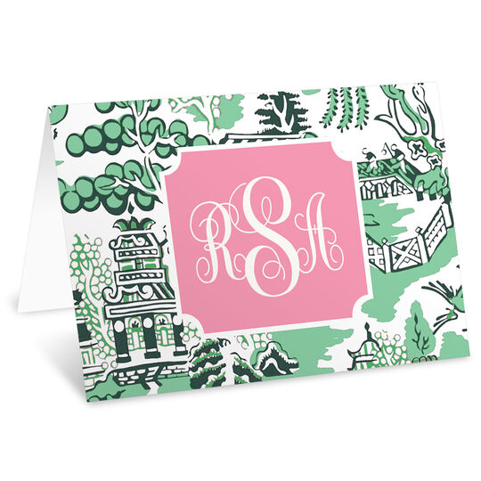 Green Chinoiserie Folded Gift Enclosures
